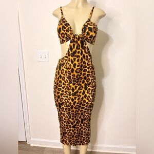Wild thing  Leopard Backless Midi Dress